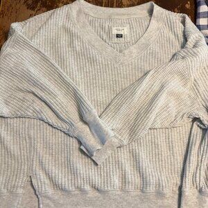 American Eagle Women’s Oversized Big Hug V-Neck Waffle  Sweatshirt